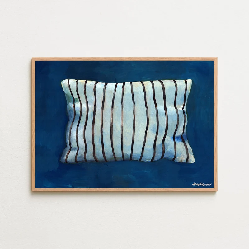 Thin stripe pillow aqua