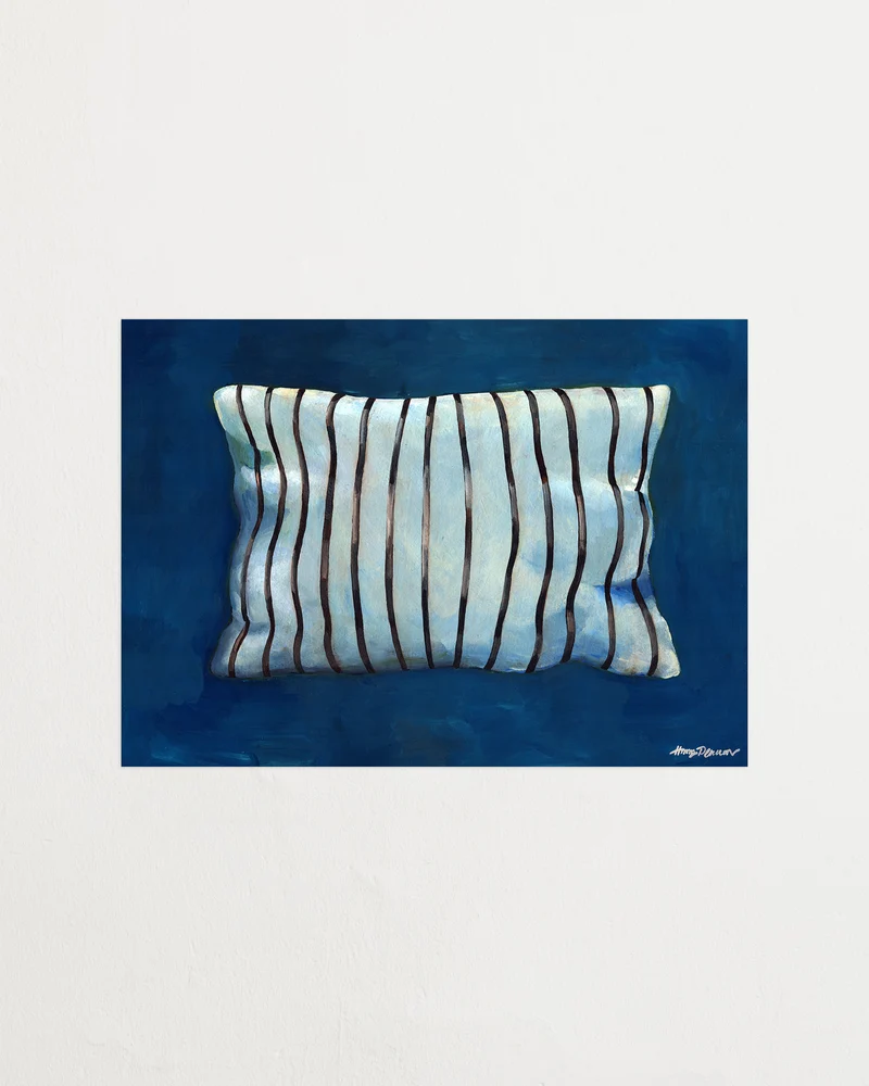 Thin stripe pillow aqua