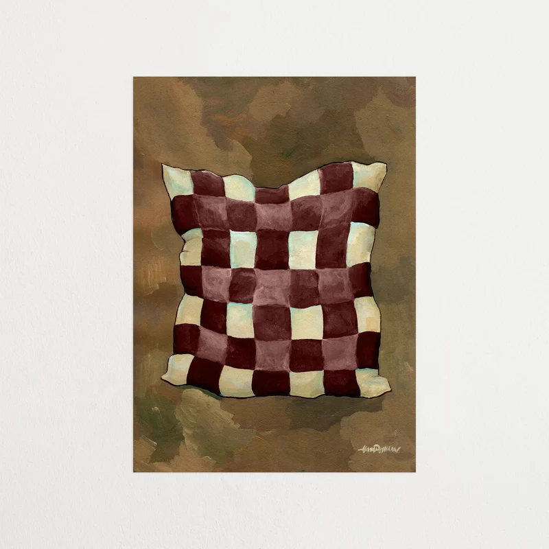 Gingham pillow burgundy