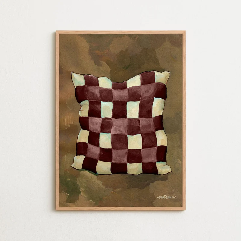 Gingham pillow burgundy