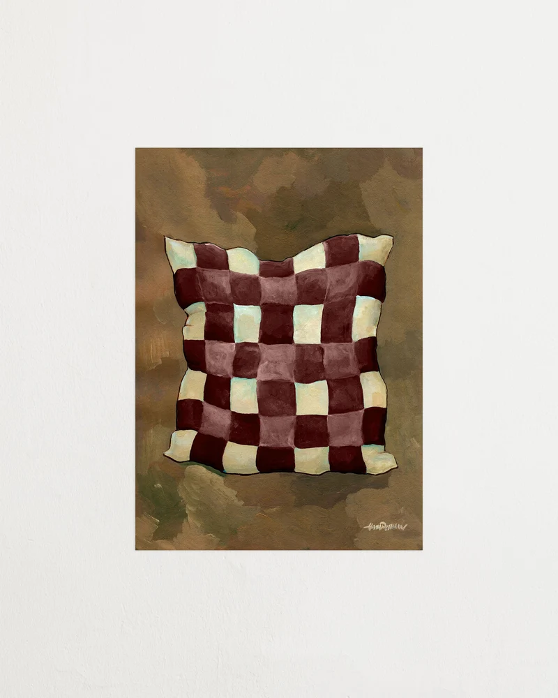 Gingham pillow burgundy