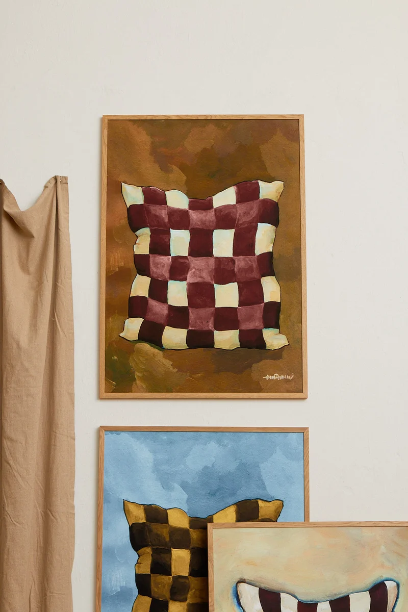 Gingham pillow burgundy