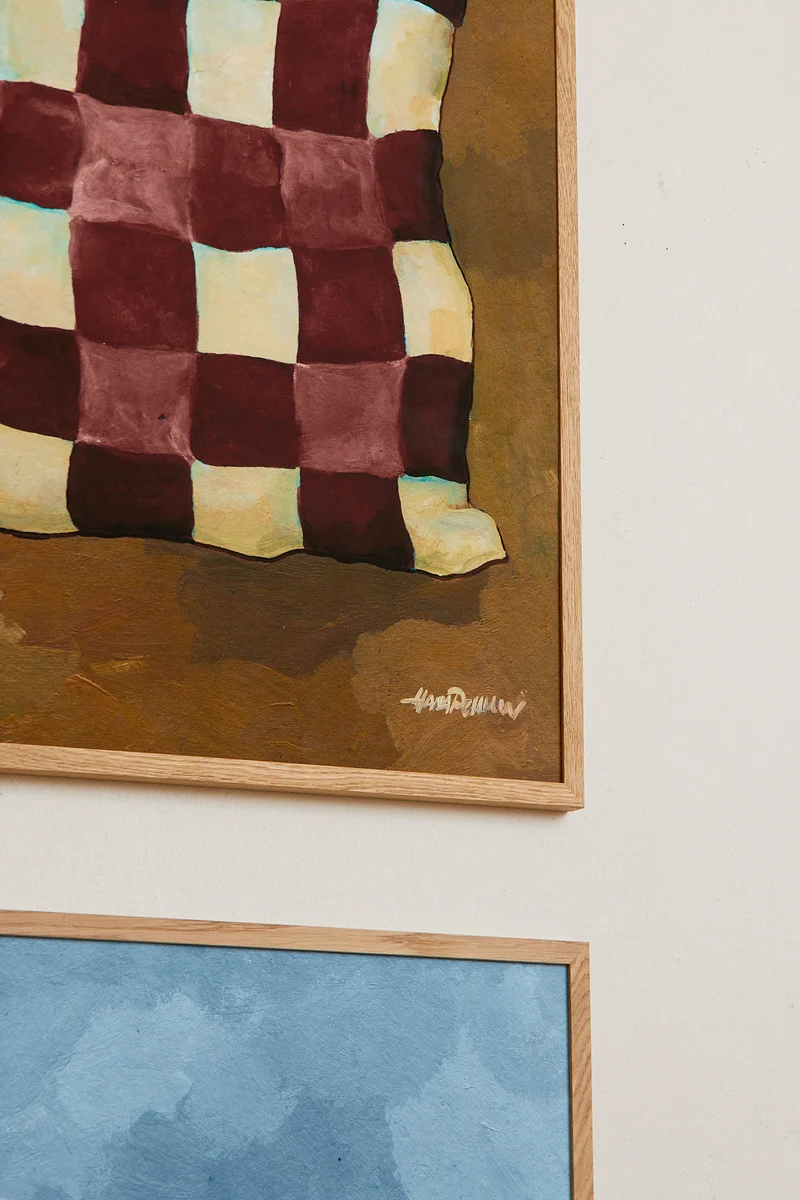 Gingham pillow burgundy