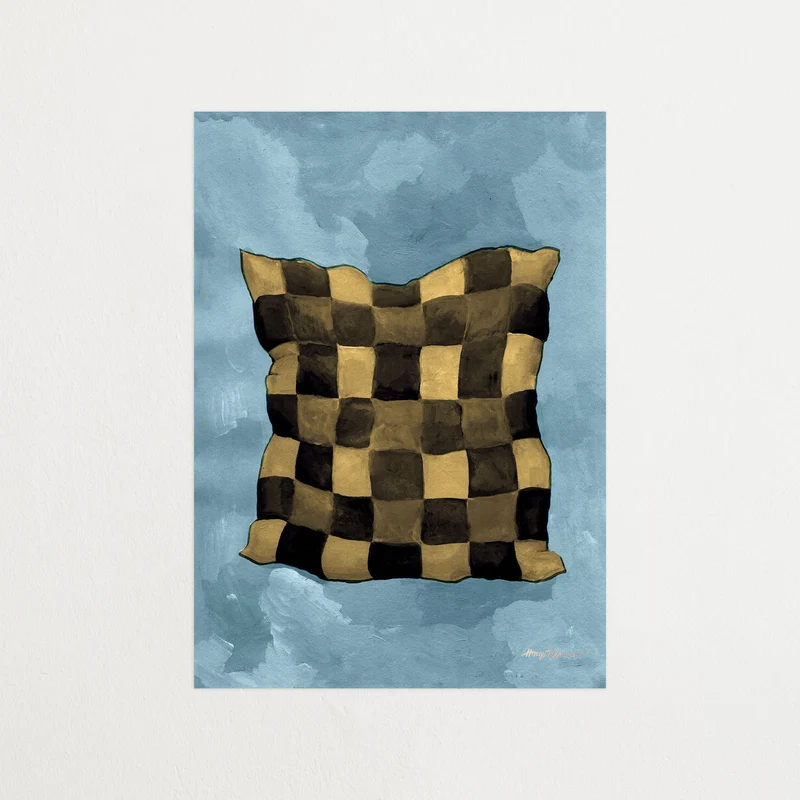 Gingham pillow aqua