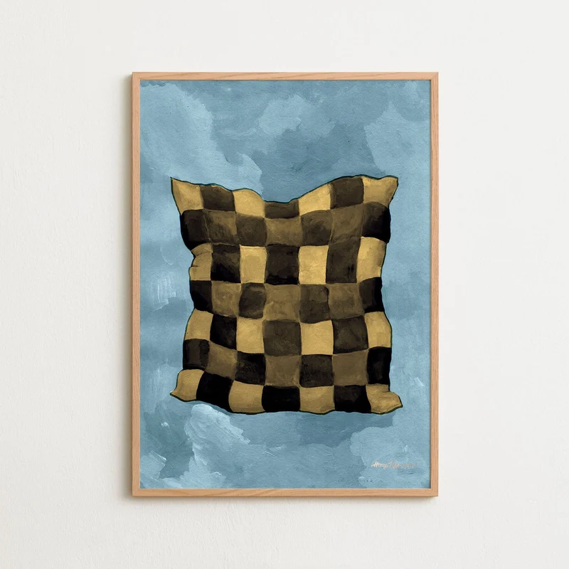 Gingham pillow aqua