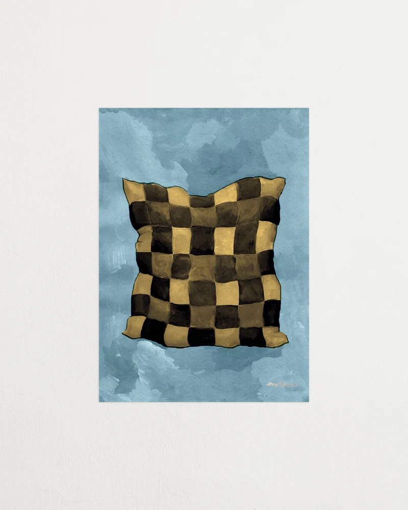 Gingham pillow aqua