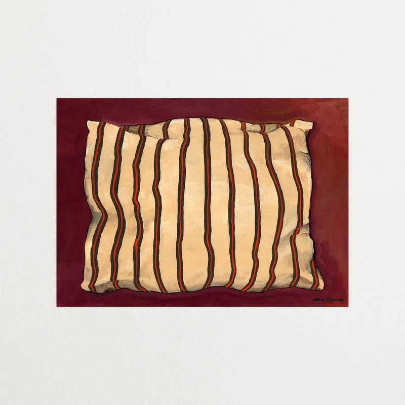 Thin stripe pillow red wine