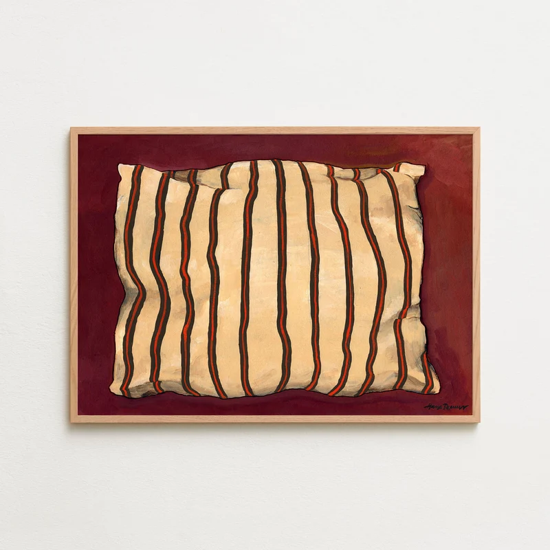 Thin stripe pillow red wine
