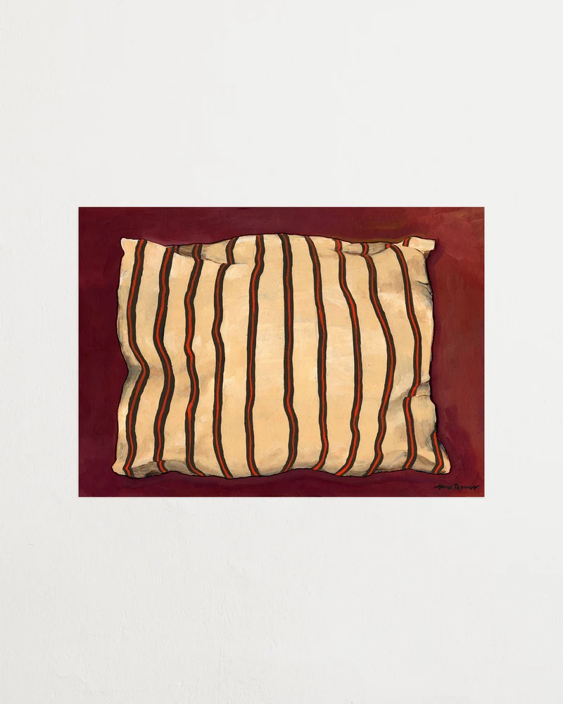 Thin stripe pillow red wine