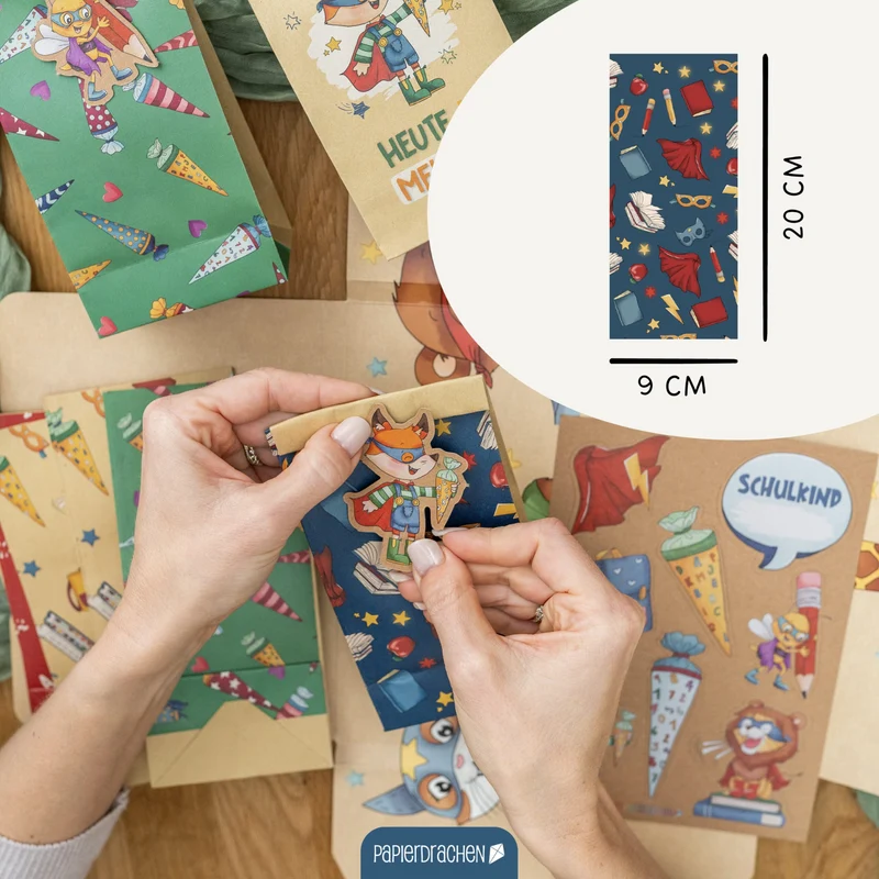DIY Set Geschenktüten mit Anhängern - Einschulung