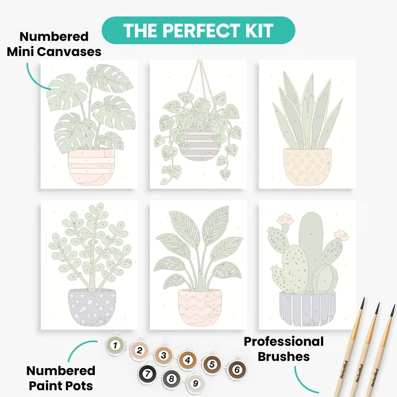 Potted Plants - Mini Paint by Numbers Set
