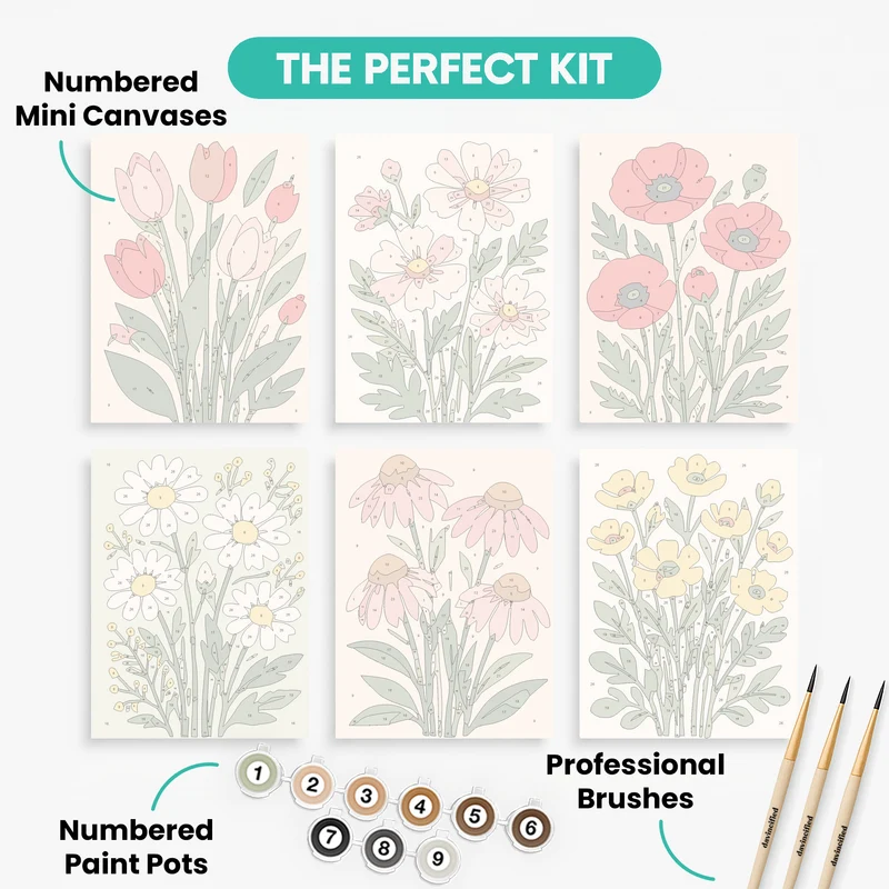 Botanical Blooms - Mini Paint by Numbers Set