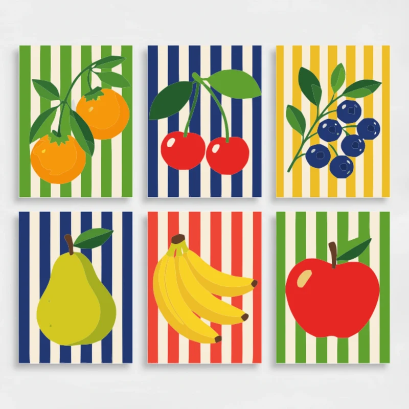 Striped Fruit Garden - Mini Paint by Numbers Set