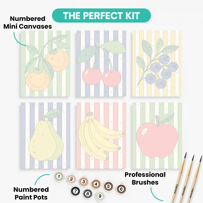 Striped Fruit Garden - Mini Paint by Numbers Set