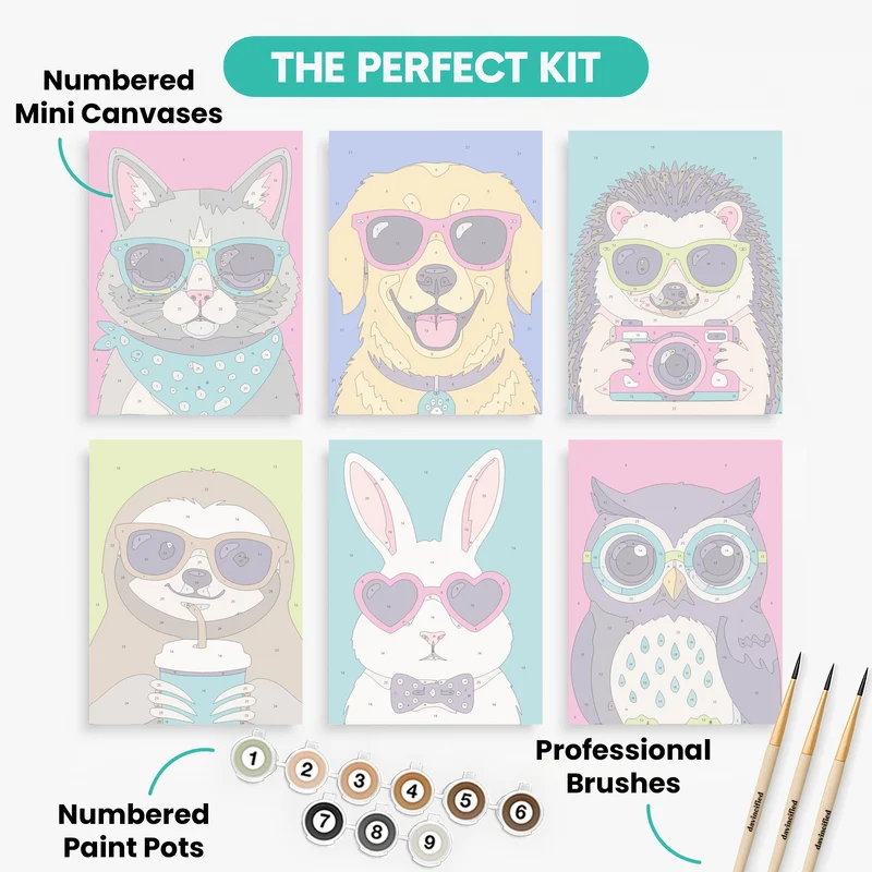 Cool Cats & Trendy Pets - Mini Paint by Numbers Set