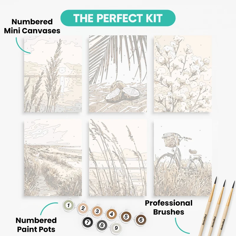 Coastal Neutrals Beach Collection - Mini Paint by Numbers Set