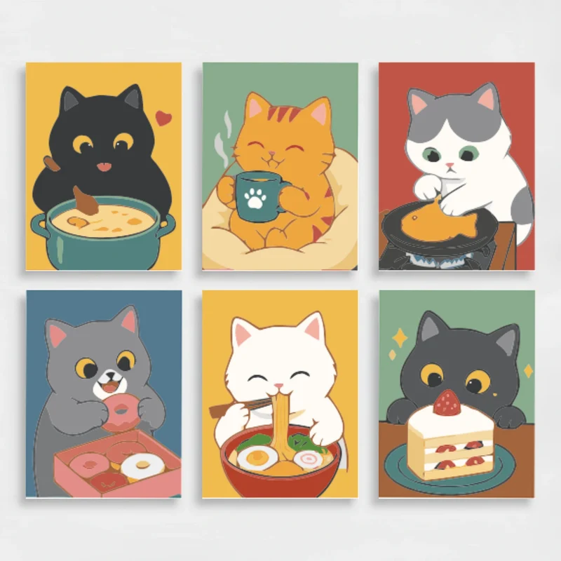 Hungry Kitties - Mini Paint by Numbers Set