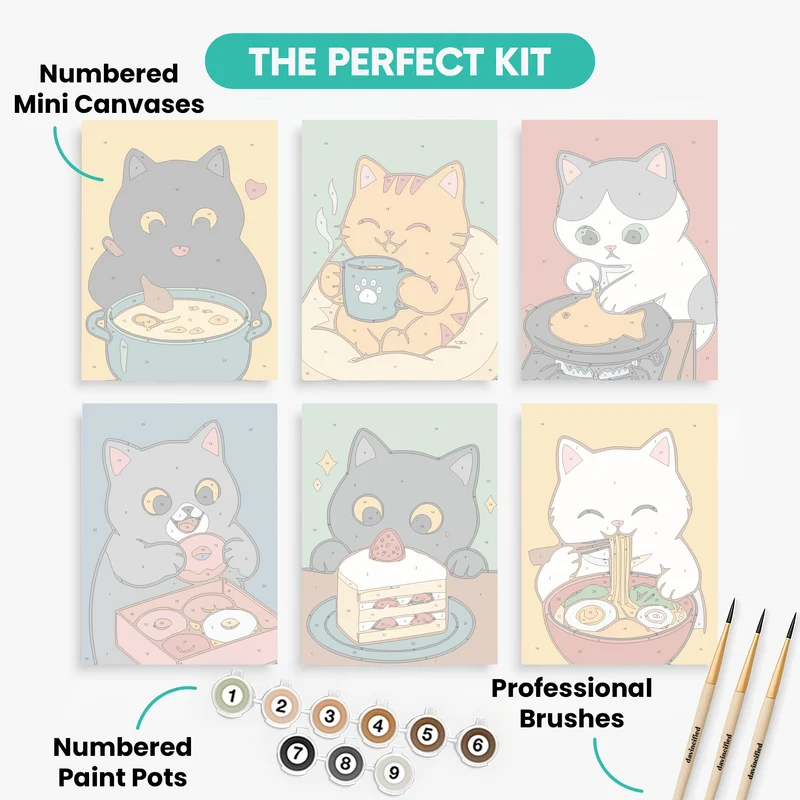 Hungry Kitties - Mini Paint by Numbers Set