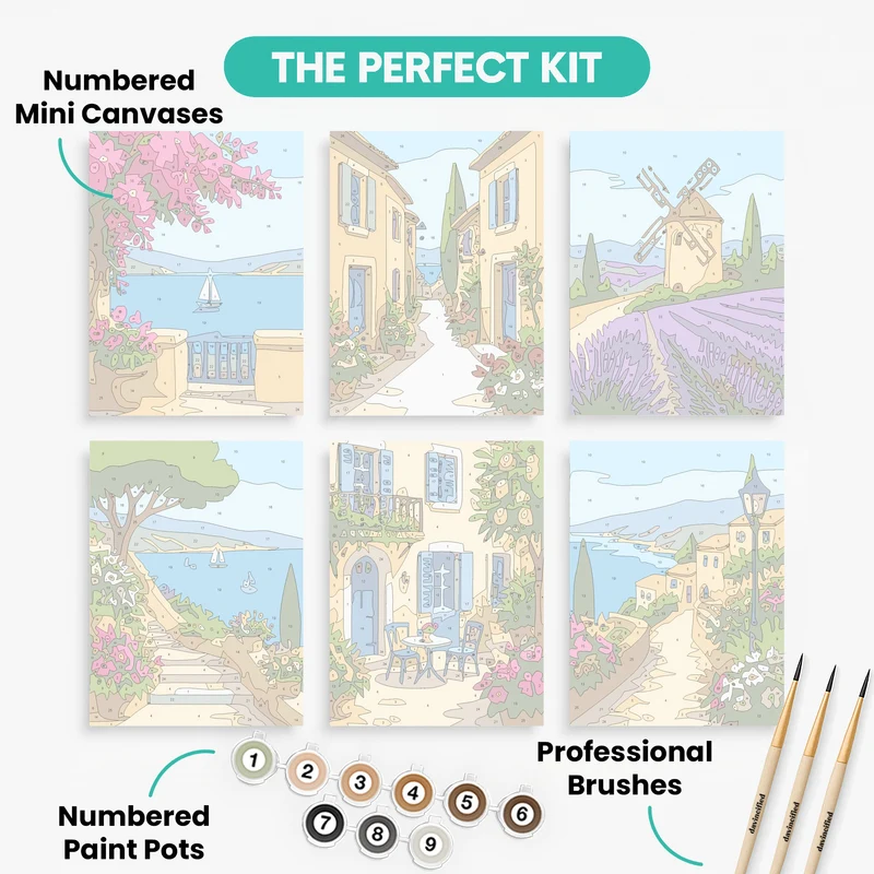 French Riviera Village - Mini Paint by Numbers Set