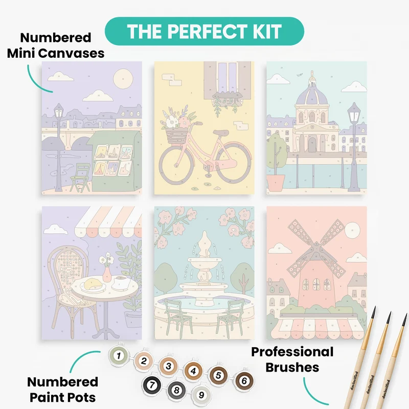 Paris in Six Scenes - Mini Paint by Numbers Set