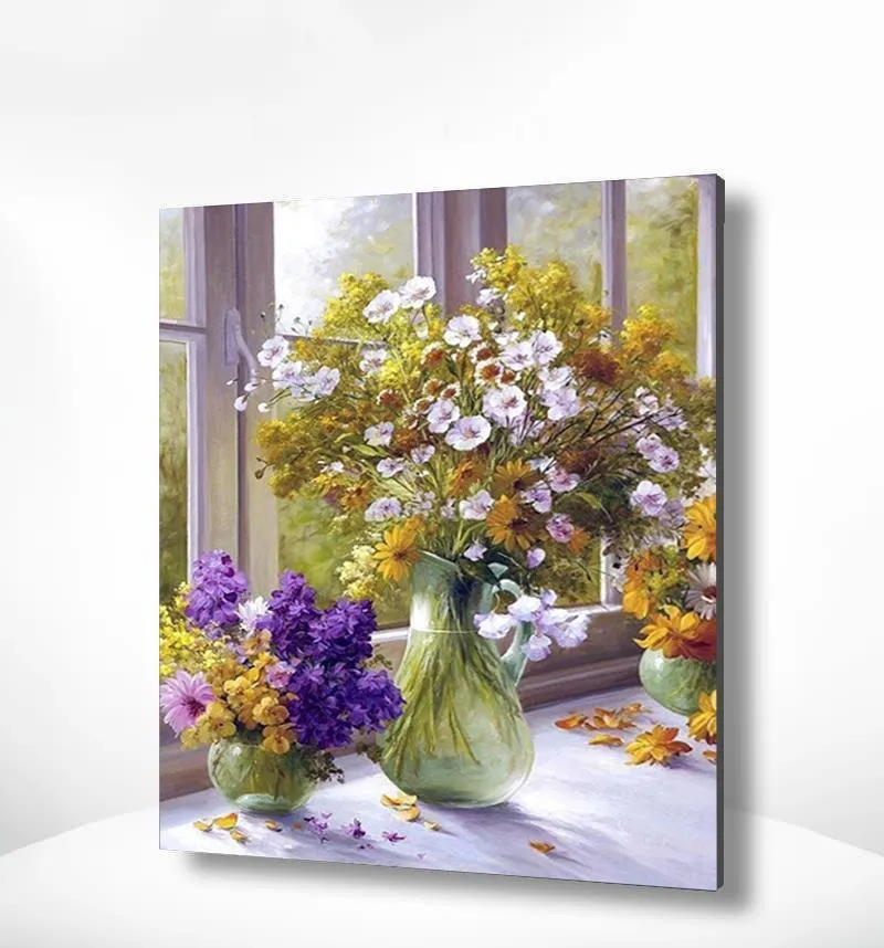 Malen nach Zahlen Blumen am Fenster