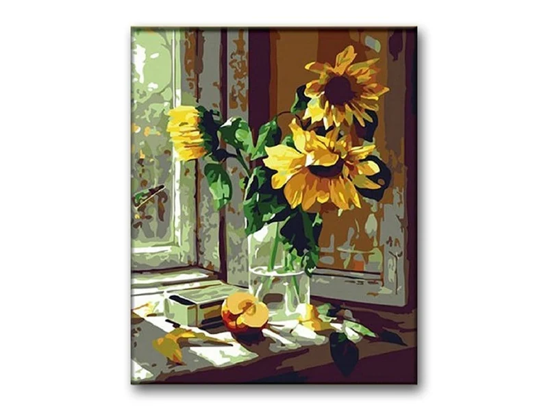 Malen nach Zahlen Sonnenblumen mit Apfel