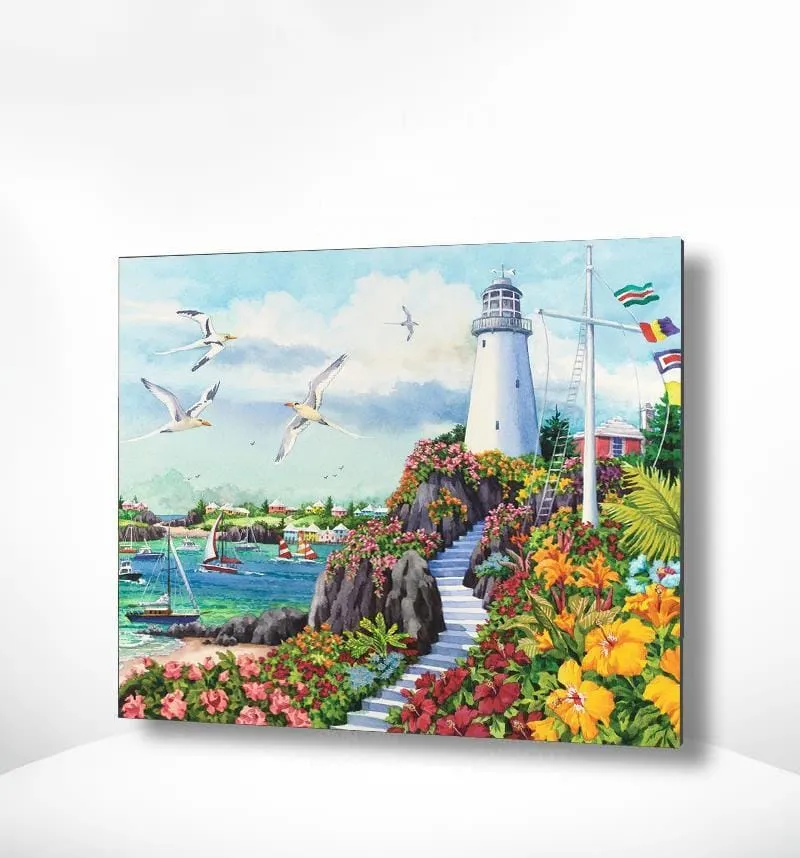 Malen nach Zahlen Leuchtturm mit Vögeln