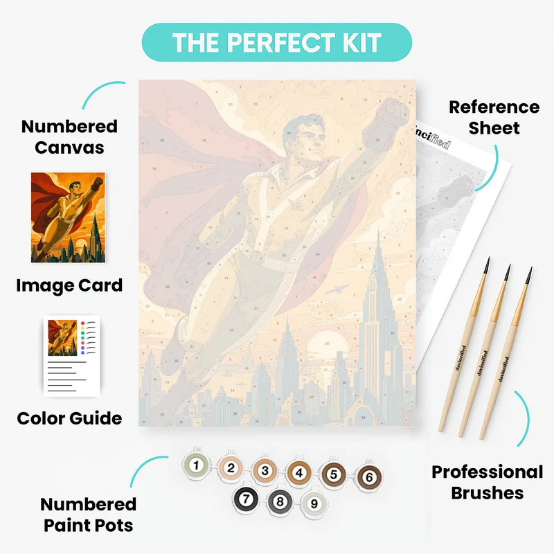 Golden Hero Flight - Paint by Numbers Kit
