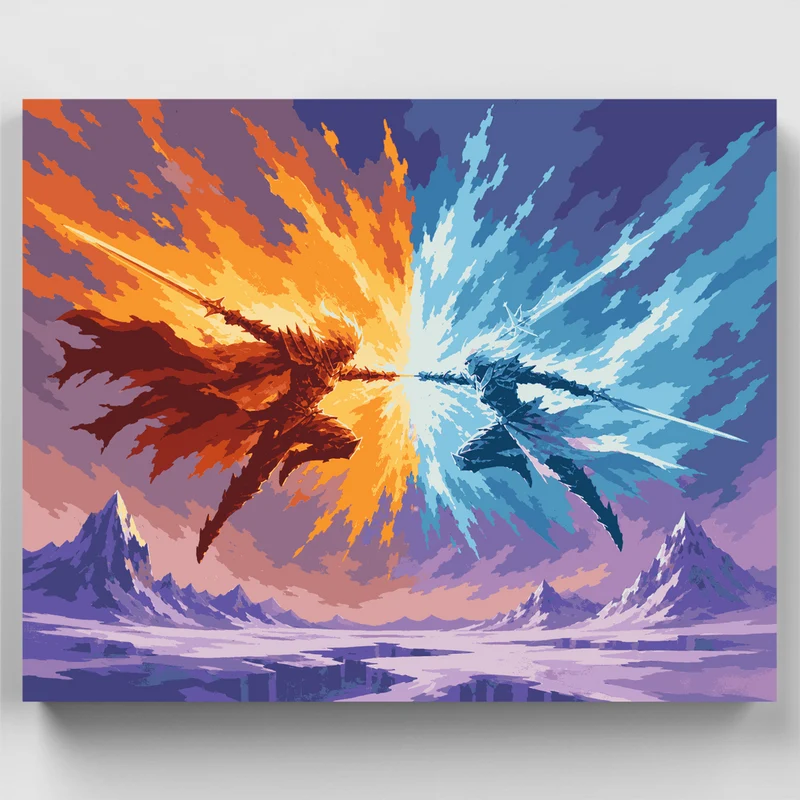 Fire vs Ice Clash - Paint by Numbers Kit