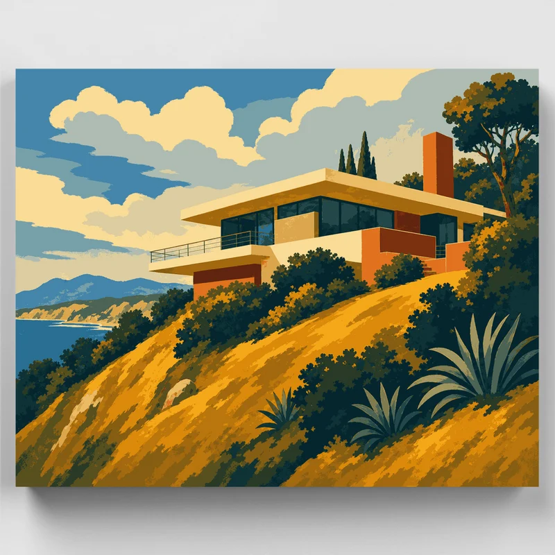 Clifftop Modern Villa - Paint by Numbers Kit