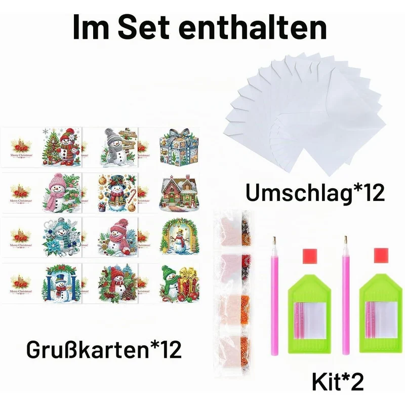 5D Diamant Grußkarte Blume Skelett - DIY Dankeskarte Weihnachten