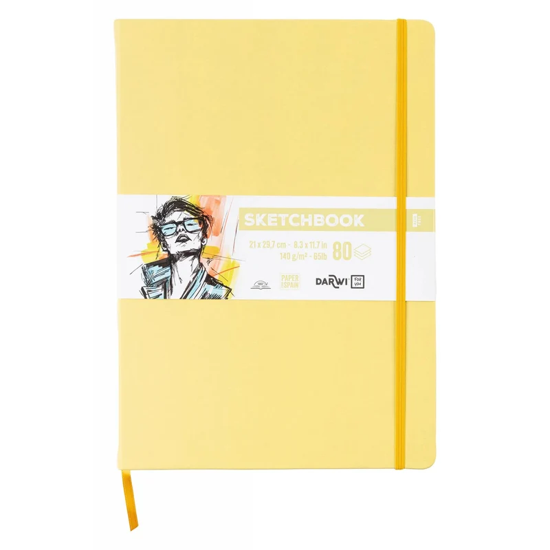 DARWI Skizzenbuch Soft Gelb A4 – 140 g/m², 80 Blatt