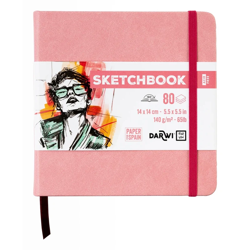 Skizzenbuch DARWI Zartrosa 14 x 14 cm 140 g/m² – 80 Blatt