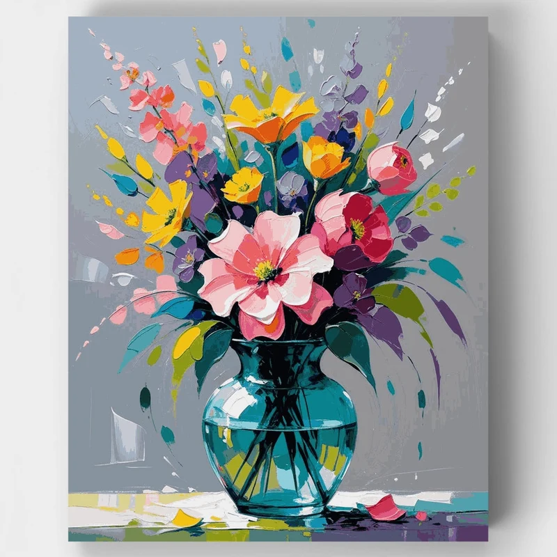 Colorful Mixed Flower Bouquet - Paint by Numbers Kit