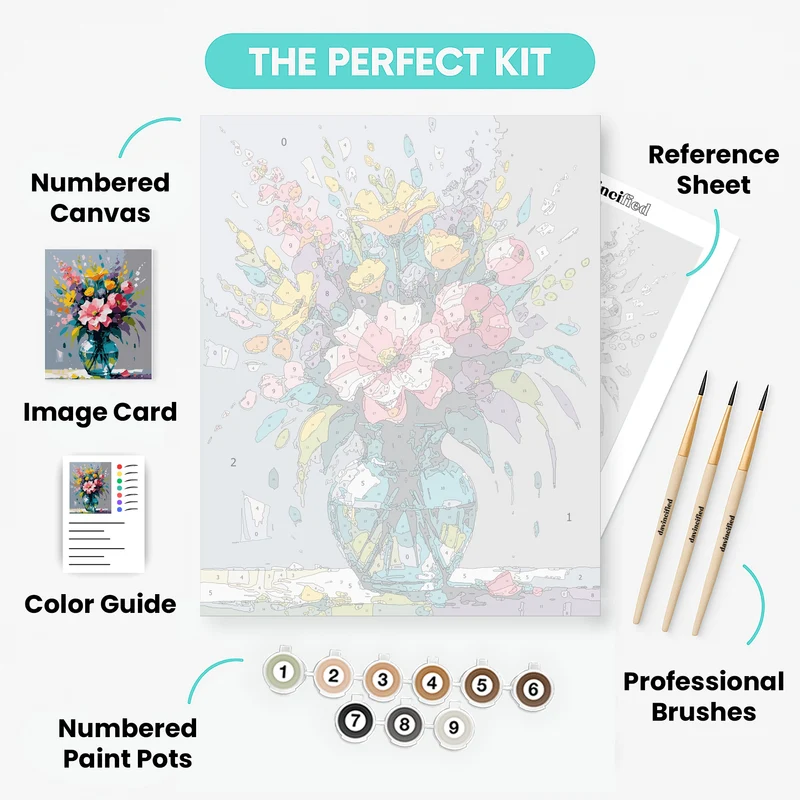 Colorful Mixed Flower Bouquet - Paint by Numbers Kit