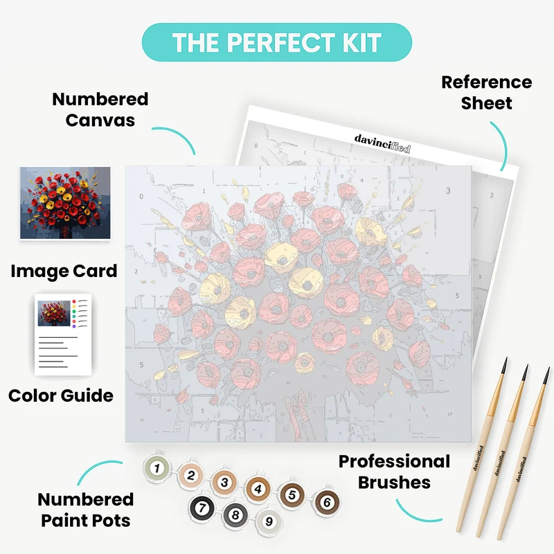 Vibrant Poppy Bouquet - Paint by Numbers Kit