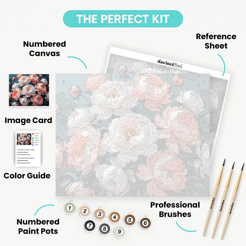 Coral Peonies - Paint by Numbers Kit