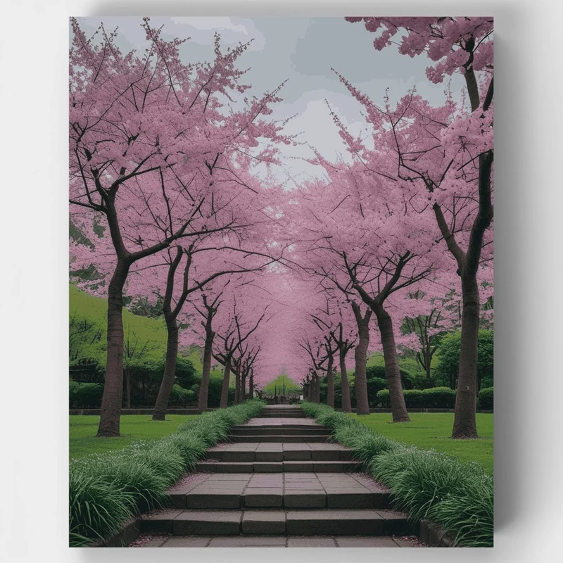 Cherry Blossom Pathway - Paint by Numbers Kit