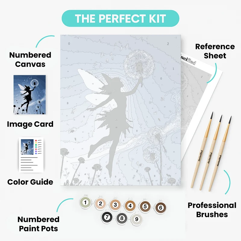 Fairy with Dandelion Silhouette - Paint by Numbers Kit