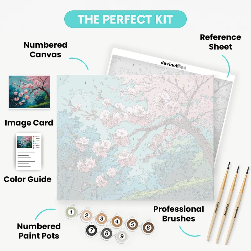 Enchanted Cherry Blossom Forest - Paint by Numbers Kit