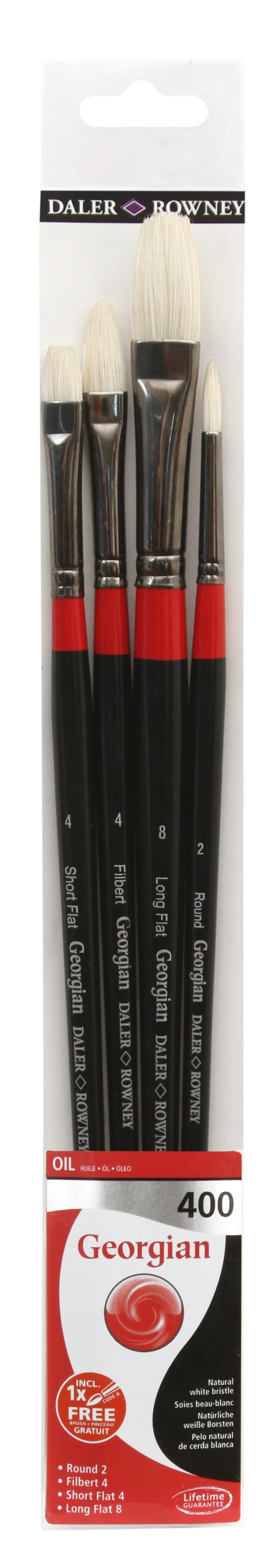 DALER ROWNEY D&R Georgian 400 Ölmalpinsel-Set Naturborsten 4-tlg.