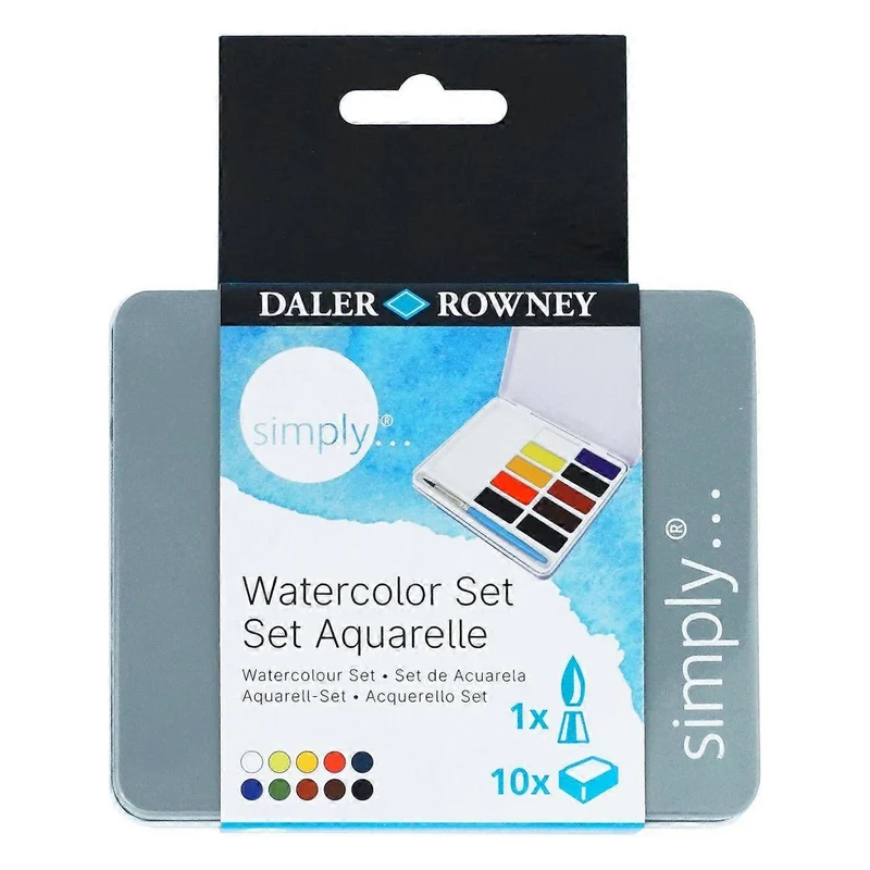 DALER ROWNEY Simply set acquerello 10 mezzi godet con pennello
