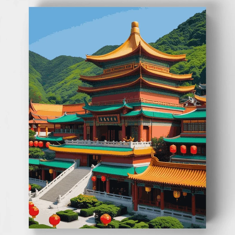 Traditional Chinese Pagoda Temple - Paint by Numbers Kit