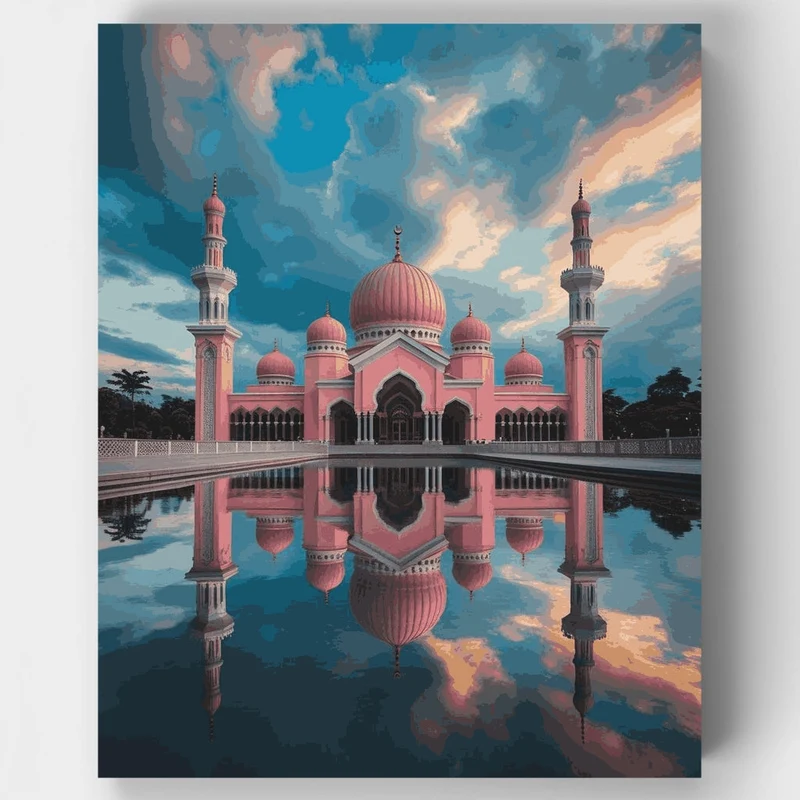 Pink Mosque Reflection - Paint by Numbers Kit