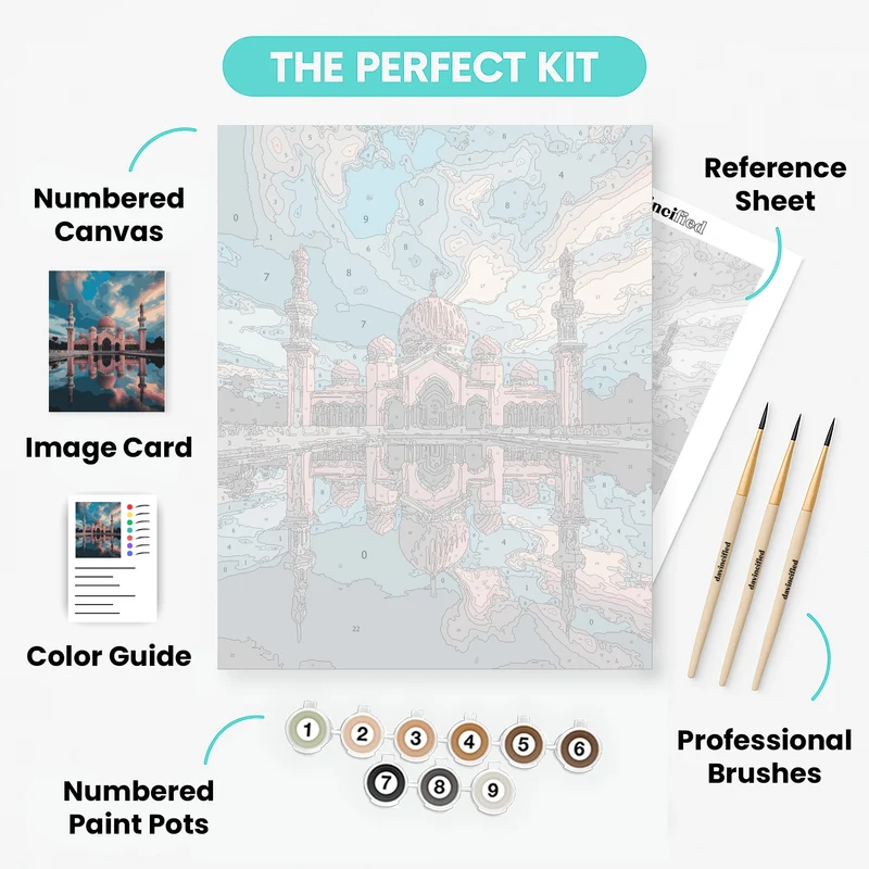 Pink Mosque Reflection - Paint by Numbers Kit