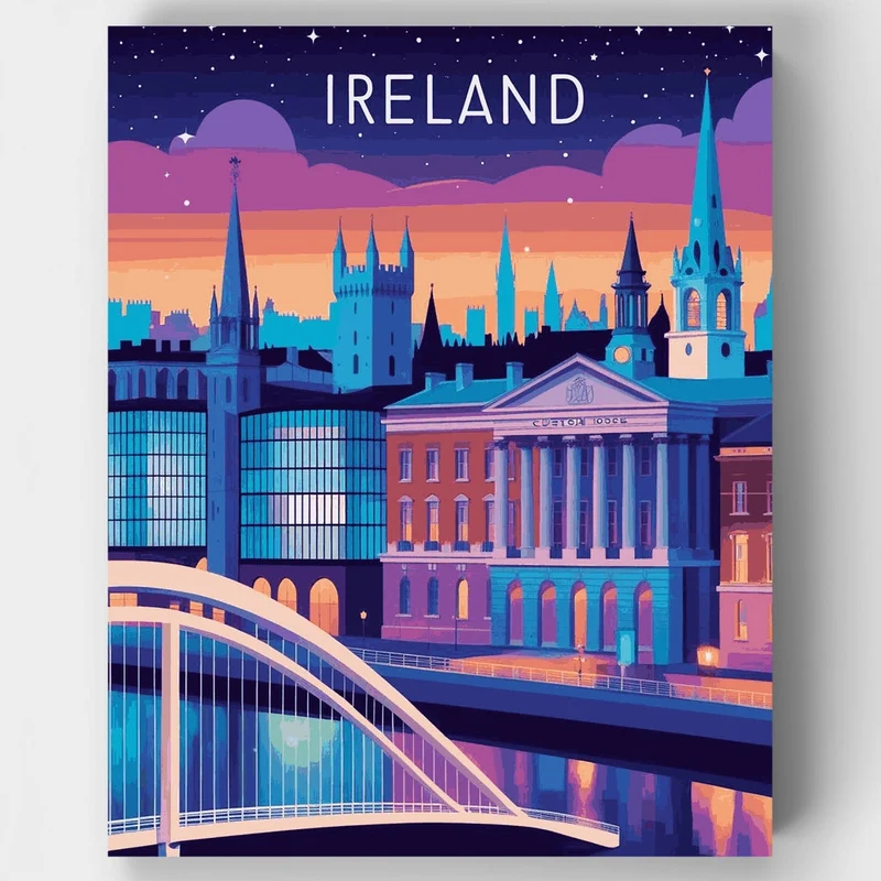 Dublin Cityscape at Twilight - Paint by Numbers Kit