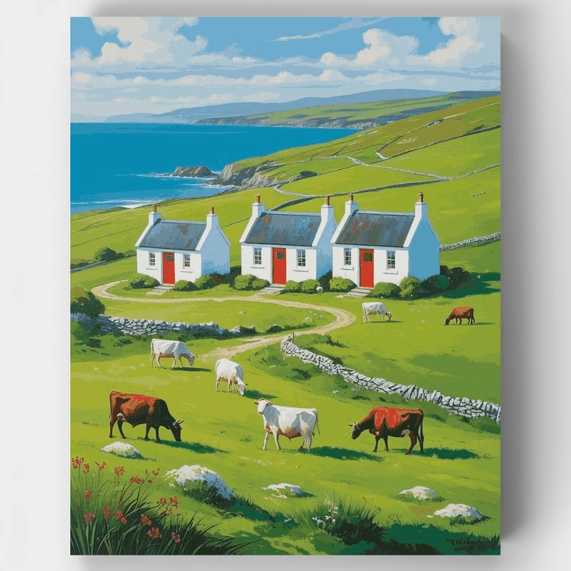 Irish Coastal Cottages - Paint by Numbers Kit