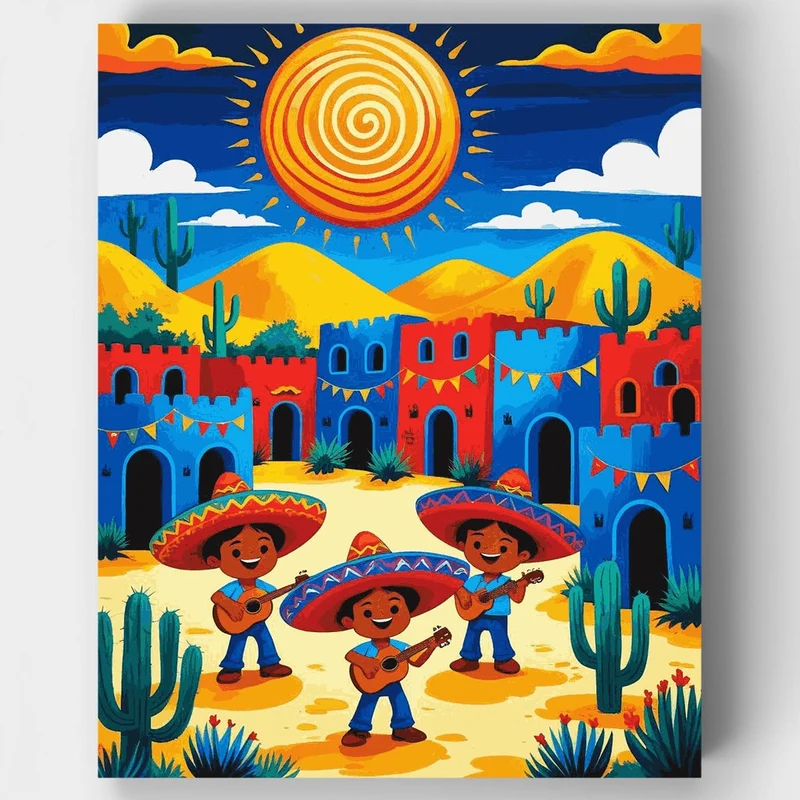Mexican Fiesta Village - Paint by Numbers Kit