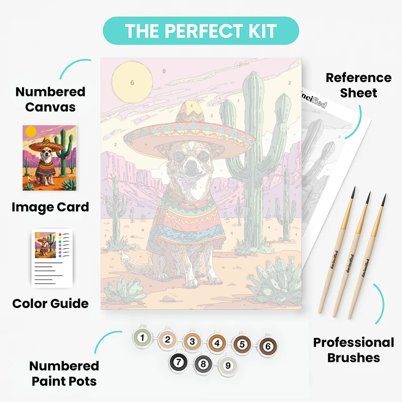 Chihuahua in Mexican Desert - Paint by Numbers Kit