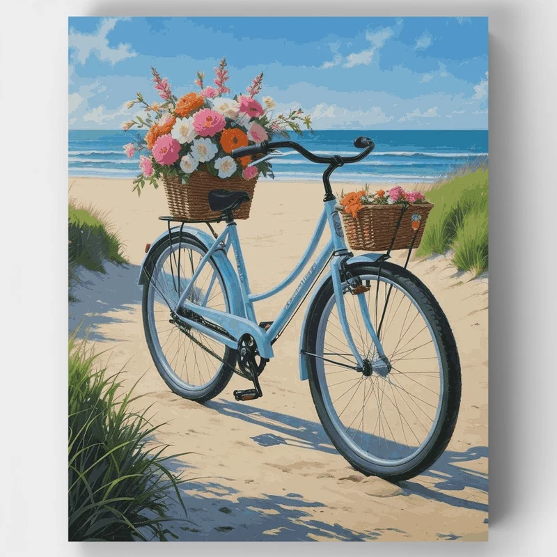 Beach Flower Bicycle - Paint by Numbers Kit